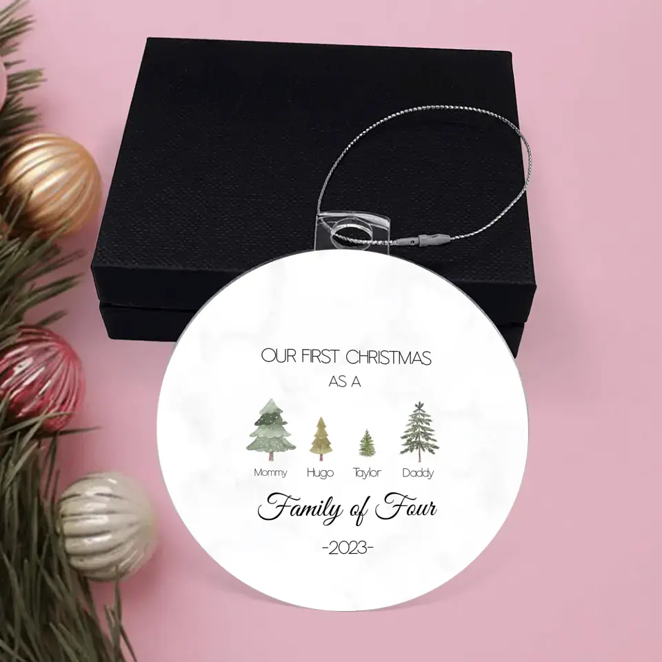 Luxury First Christmas as a Family of Four| Acrylic Ornament