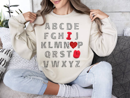 Alphabet | I Love You| Crewneck Sweatshirt