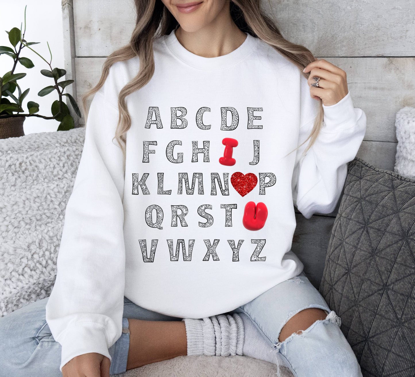 Alphabet | I Love You| Crewneck Sweatshirt