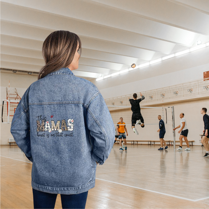 Volleyball Mama | This Mama's Heart is in that Court| Oversize Denim Jacket