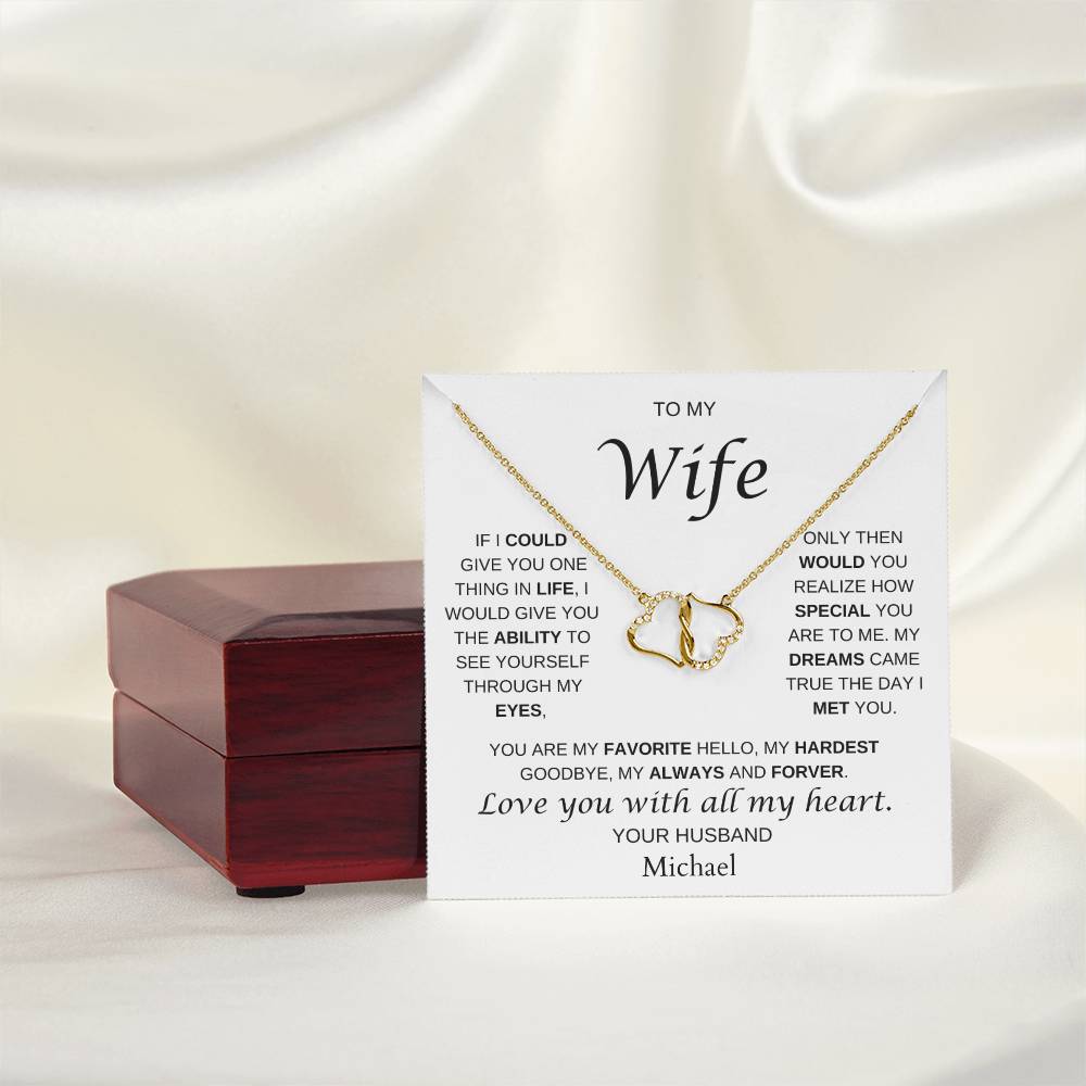 To My Wife | Dreams Come True | 18 Single Cut Diamond & Gold Everlasting Love Necklace