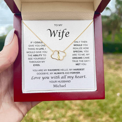 To My Wife | Dreams Come True | 18 Single Cut Diamond & Gold Everlasting Love Necklace