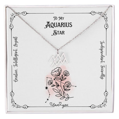 To My Aquarius Star | Characteristics I Love | Floral Zodiac Necklace
