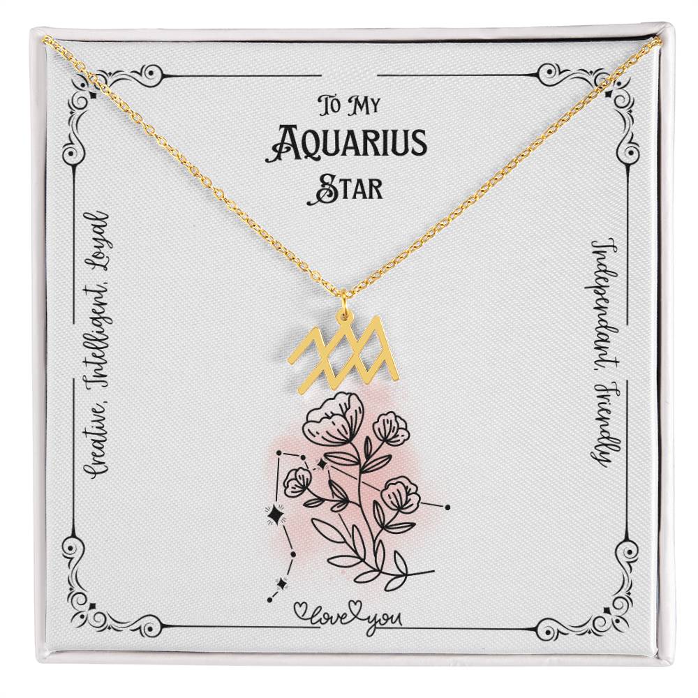 To My Aquarius Star | Characteristics I Love | Floral Zodiac Necklace