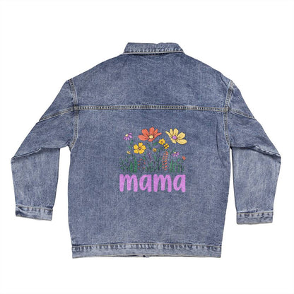 We Call Her Mama | Mama's Loving Garden | Oversized Women's DTG Denim Jacket