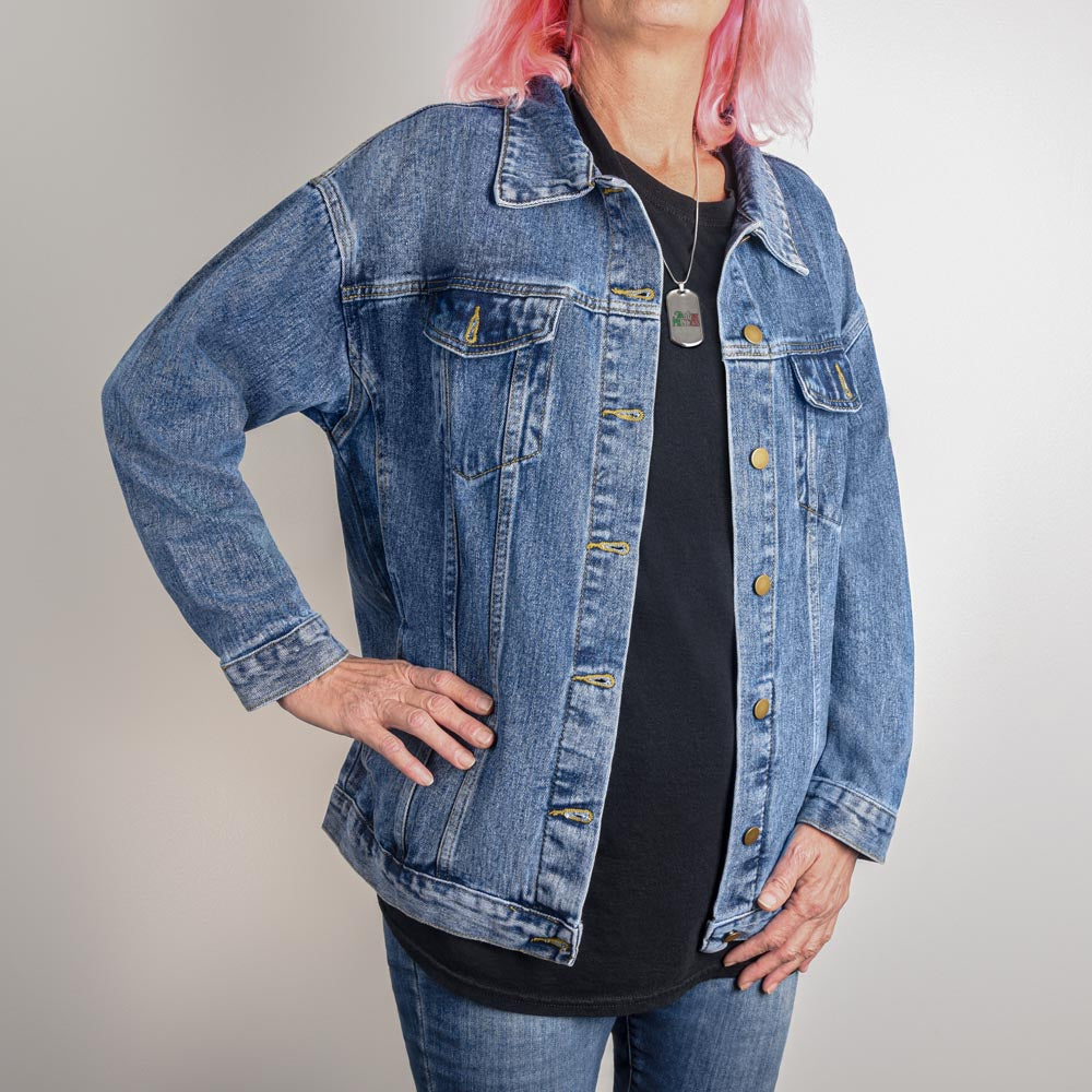 Volleyball Mama | This Mama's Heart is in that Court| Oversize Denim Jacket