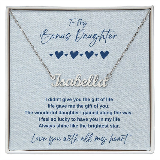 To My Bonus Daughter| Name Necklace| Gained Along the Way