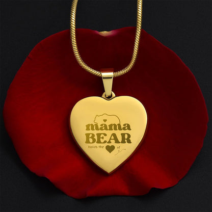 Mama Bear | Hold the Heart Of | Engraved Heart Necklace