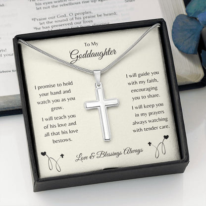To My Goddaughter | Watching with Tender Care | Stainless Steel Cross